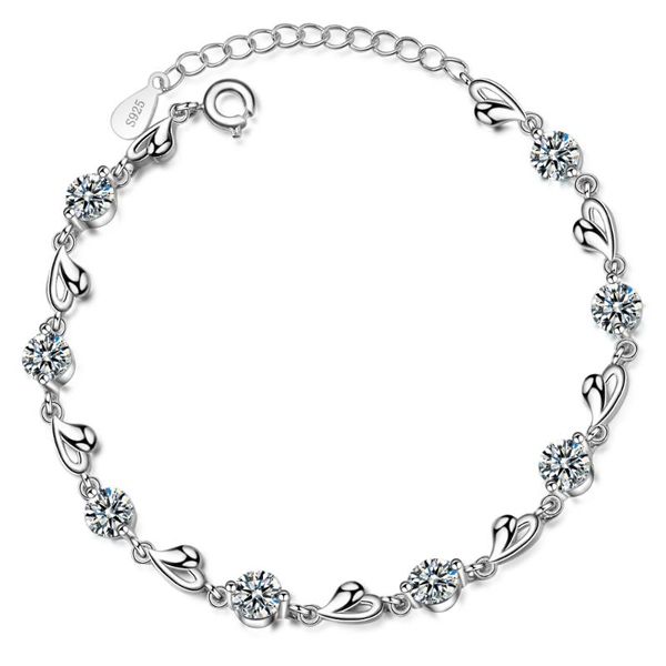 

charm bracelets fashion women's bracelet simple sterling silver 925 lobster buckle jewelry romantic heart, Golden;silver