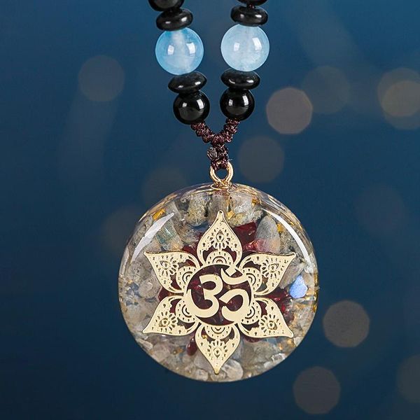 

orgonite pendant sri yantra necklace sacred yoga lotus chakra energy meditation jewelry necklaces, Silver