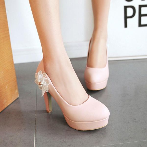 

dress shoes woman high heels pumps women with flowers heel luxury chaussure femme mariage t rose #3, Black