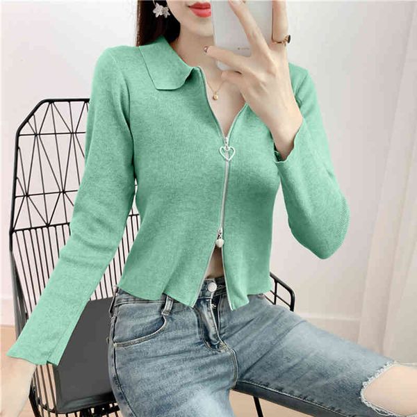 

women's sweaters shintime sweater short zipper, women's blouse high elasticity, turtleneck turned down, spring, jvzw, White;black
