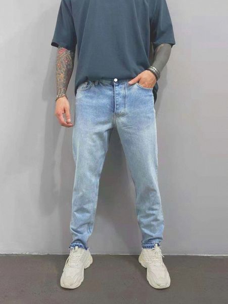 

men bleach wash frayed trim jeans t1pt#, Blue