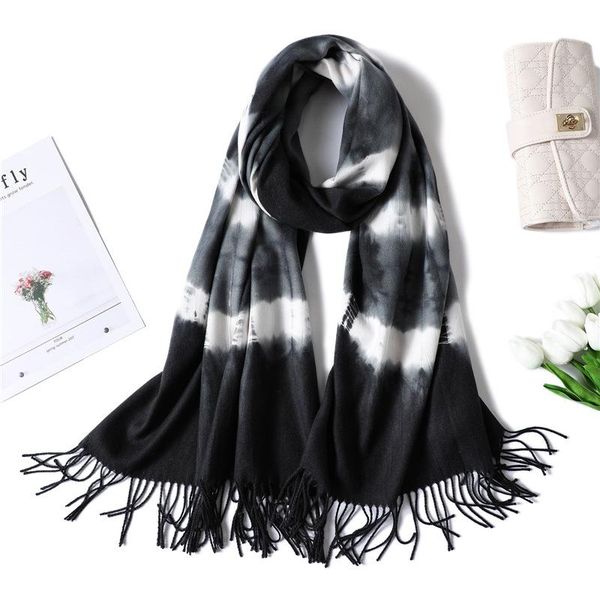 

scarves brand designer 2021 winter scarf women thick warm cashmere with tassel lady shawls wraps pashmina soft ovesize bandana, Blue;gray