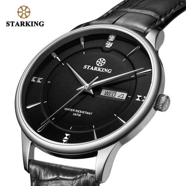 

wristwatches starking men watch fashion stainless steel luxury quartz casual slim dress waterproof leather sapphire male wristwatch, Slivery;brown