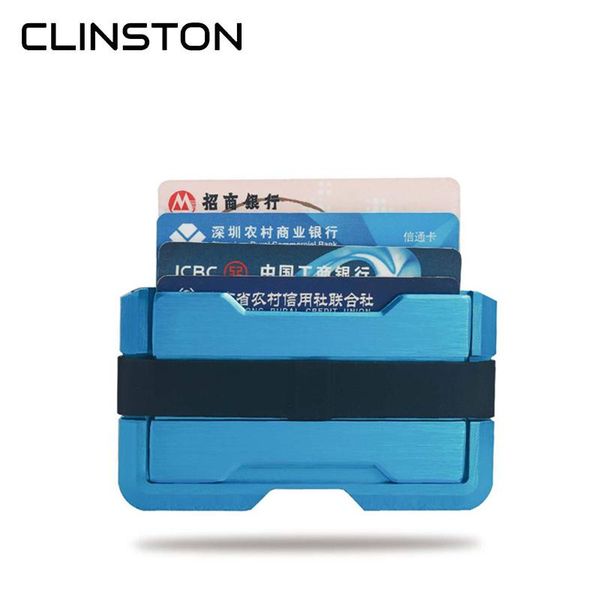 

card holders exquisite men's metal mini wallet brand fashion id holder with rfid anti-thief wallets aluminum dollar clip for men, Brown;gray