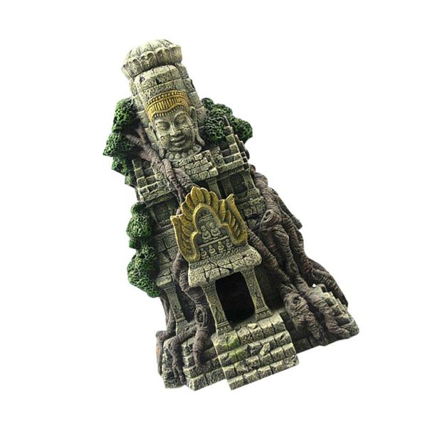 

decorations 1pc aquarium decoration ancient temple resin landscaping fish hideout
