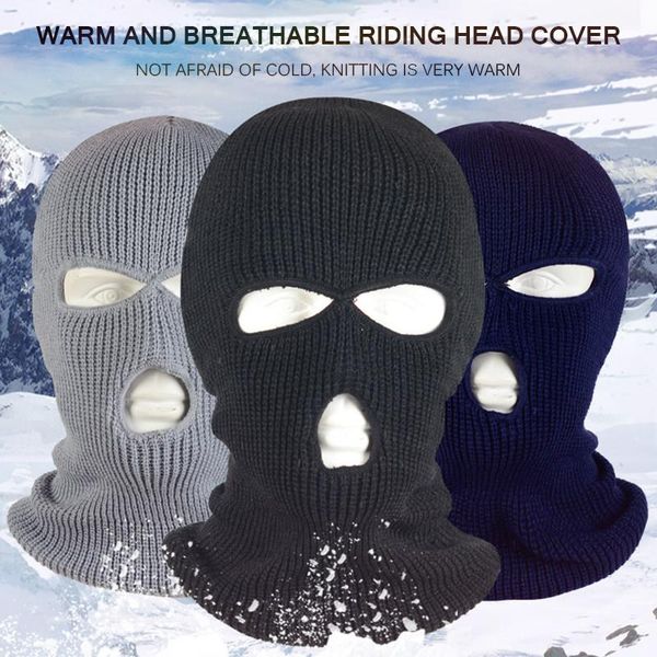 

outdoor sports balaclava mask windproof full face neck knit hat riding hiking cycling cap masks ski warm cover hats, Black;white