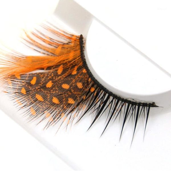 

orange dot false eyelashes exaggerated thick feather fake stage show make-up tools cross eye lashes1
