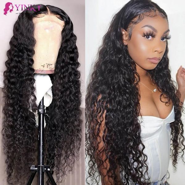 

lace front human hair wig pre-plucked 360 deep wave 10a grade brazilian natural 8-30 inch wigs remy1, Black;brown