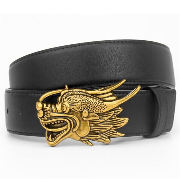

luxury designer belt dragon buckle fashion genuine leather women belts men letter waistband add box, Black;brown