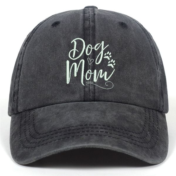 

washed dog mom embroidered baseball cap cotton duck tongue dad hip hop cap, Blue;gray