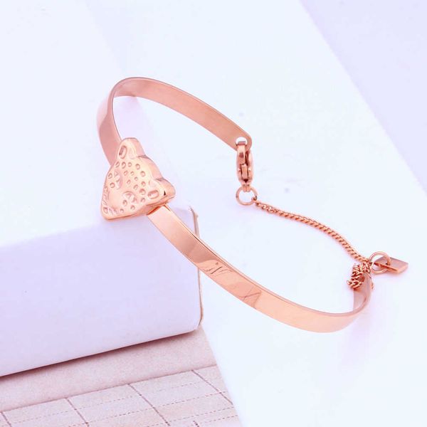 

xuanhua leopard head bracelets adjustable bracelet wholesale stainless steel chain link bracelet for women fashion chain braslet q0722, Black