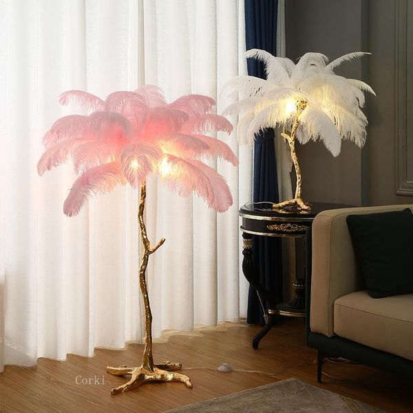 

floor lamps nordic ostrich feathe lamp palm tree table lights interior lighting home decor art living room stand light bedside