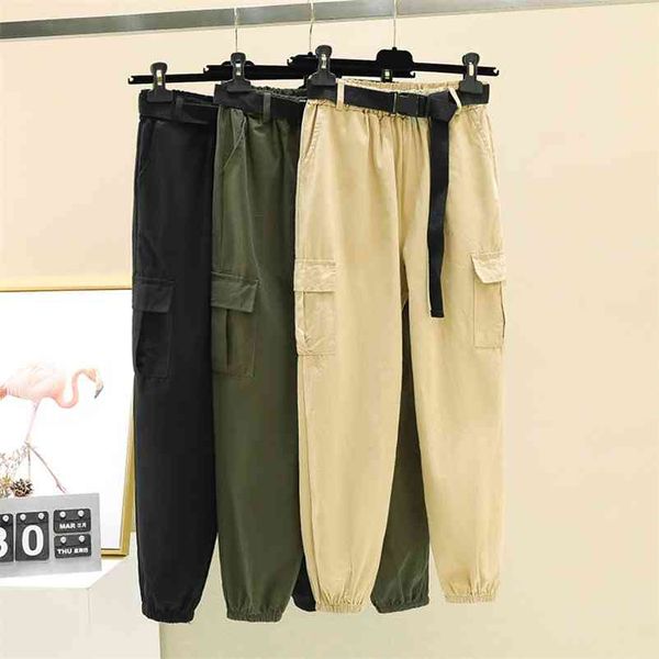 

all-match pants korean style autumn women's elastic waist pocket casual trousers a4010 210519, Black;white