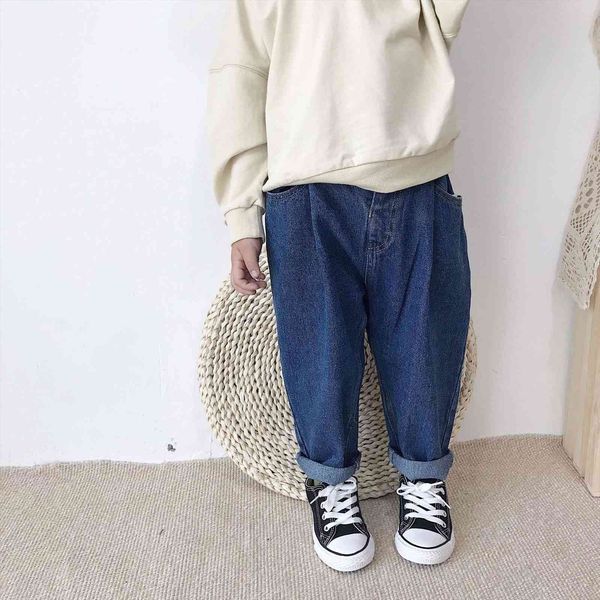 

autumn korean childrens clothing boys and girls children all match jeans, Blue