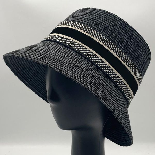 

wide brim hats 2021 summer panama bucket hat harajuku style outdoor sun casual all-match for woman, Blue;gray