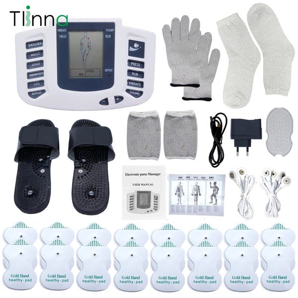 

electronic tens ems muscle stimulator pulse acupuncture massage therapy for back neck full body massager 16 pads russian/english