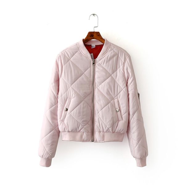 

women bomber jacket quilting quilted jacket short thin padded side zipper sleeve coat pilots v-neck outerwear 6 color trendy, Black;brown