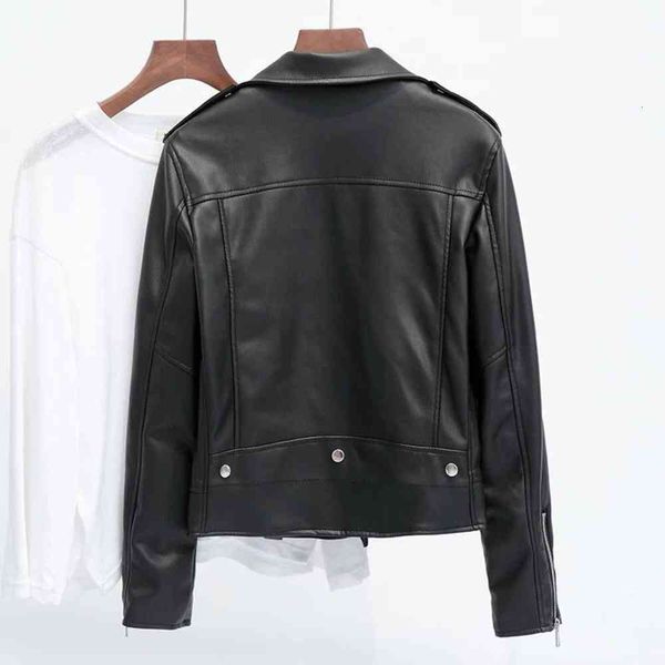 

leather jacket high fashion men belt fashion lapel zipper color, Black