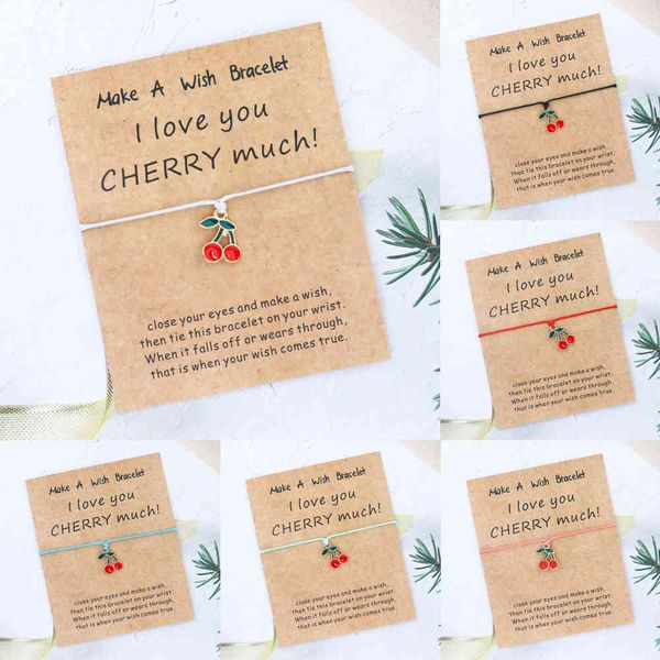 

i love you cherry much bracelet cute cherry charm make a bracelet lovely jewelry for women men friendship birthday gift, Golden;silver