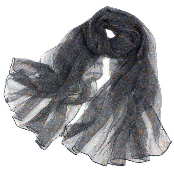 

scarves silk scarf women versatile autumn winter thin fashion fabric, Blue;gray