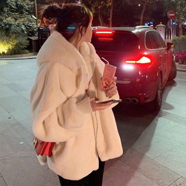 

women's fur & faux jacket women coat autumn and winter hooded loose water veste femme, Black