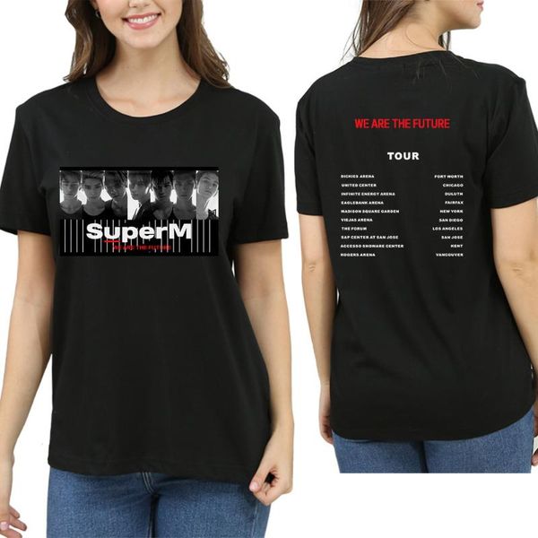 

women's t-shirt superm kpop super  short sleeve t-shirts men women fund t pity tour concerts respond to aid poster autograph clothing, White