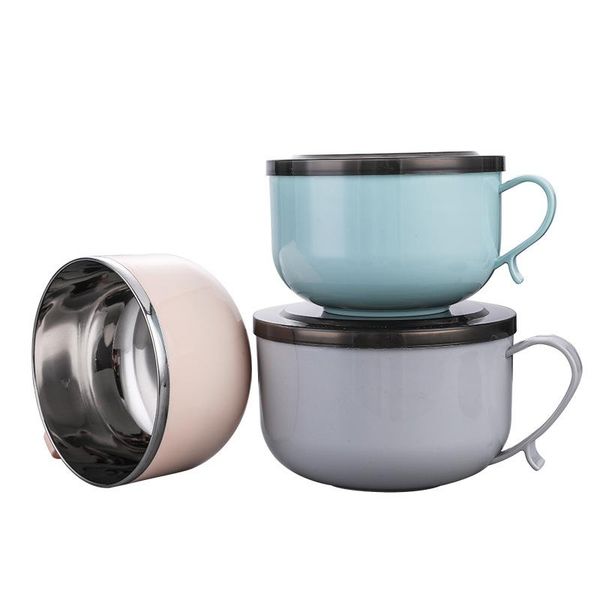 

bowls portable stainless steel students with the cover design noodle bowl creative tableware rice
