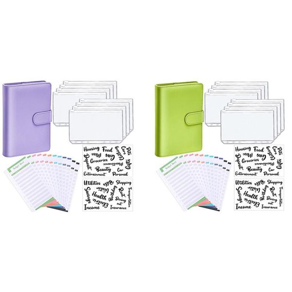 

gift wrap a6 pu leather notebook binder budget planning notepad 6 ring covers, 8 pockets,for bill