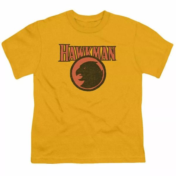 

Hawkman Rough Hawk Kids Youth T Shirt Licensed Carter Hall DC Comics Tee Gold, White;black