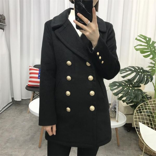 

women's wool & blends nicesense casaco feminino winter women coat abrigos mujer inverno 2021 sobretudo poncho manteau femmecoats, Black