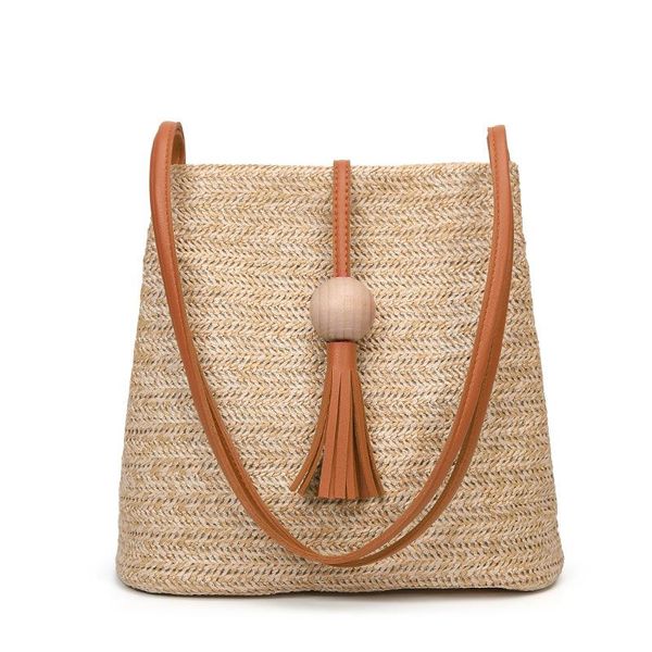 

evening bags women straw bag bohemian rattan beach handbag handmade kintted crossbody bucket summer tassel diagonal