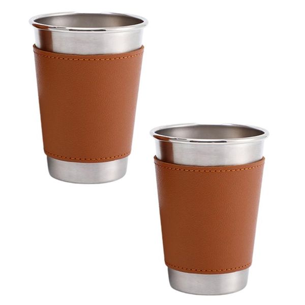 

mugs 2pcs beer cups with pu leather anti scald drinking gift