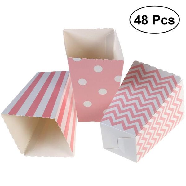 

gift wrap 48pcs popcorn carton rugby stripe wave dot pattern decorative dinnerware for birthday parties / baby showers graduations (ligh