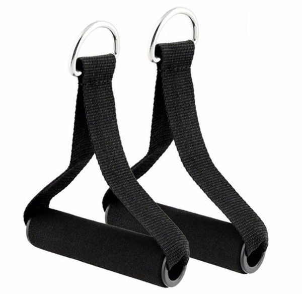 

1pair resistance bands handles for strength training with foam handle metal d-shape buckles black fitness exercise hands hook