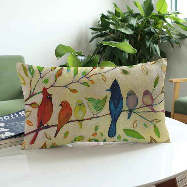 

pillow case flower printing linen cotton cover with tassels home decor cushion 30x50cm sofa throw
