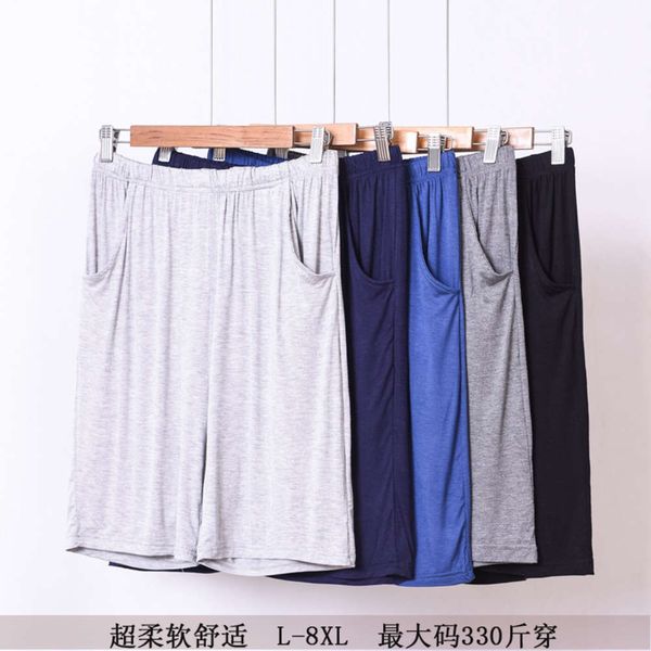 

men's shorts summer men's modal capris home pajamas thin loose and fattened oversized sports pants casual shorts, White;black