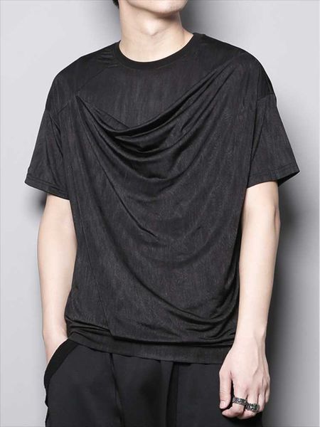 

men's t-shirts short-sleeved t shirt summer dark round collar irregular cutting light casual slim fashion trend versatile, White;black