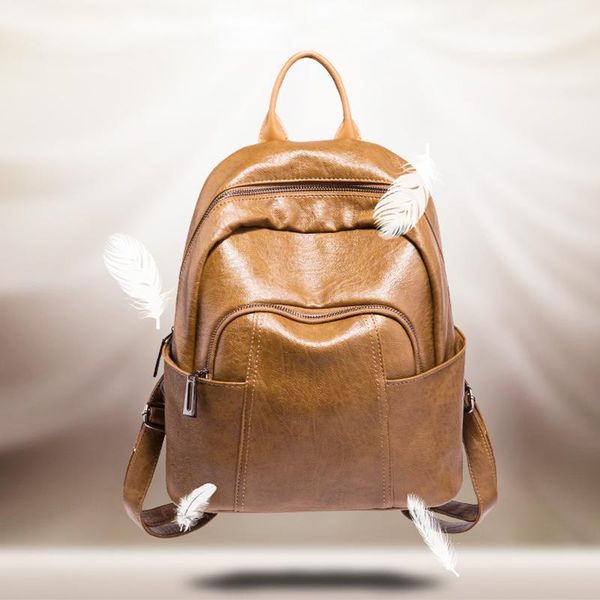

outdoor bags women backpacks for student oil leather fashion simple backpack girls four seasons women's vintage school