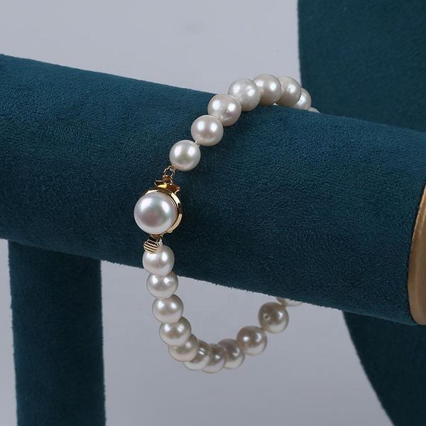 

chains 7-8mm fashion handmade freshwater potato pearl necklace bracelet jewelry set, Silver