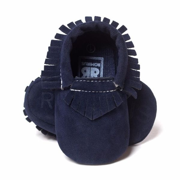 

first walkers navy blue baby boy infant shoes fringe soft born moccasins socks