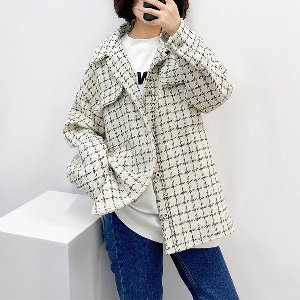 

women's jackets women jacket 2021 three-color long sleeve lapel woolen pocket loose casual, Black;brown