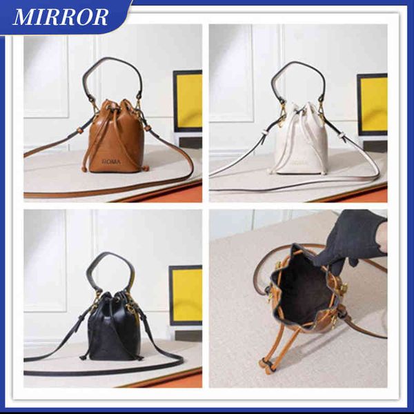 

mirror designer mini transparent bucket bag handbag leather drawstring luxury shoulder bags perforated leather women