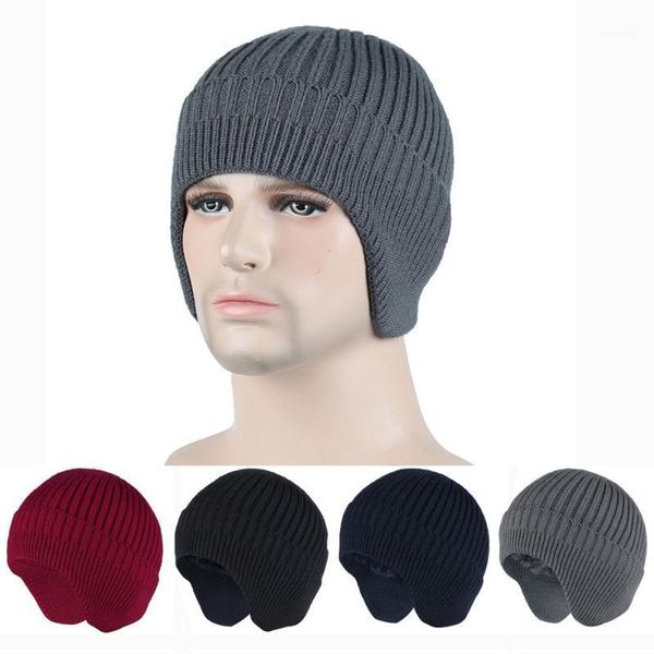 Cappelli da esterno Paraorecchie termico Caldo berretto da sci in cashmere Cappello lavorato a maglia invernale Berretto di lana addensato Filato di lana
