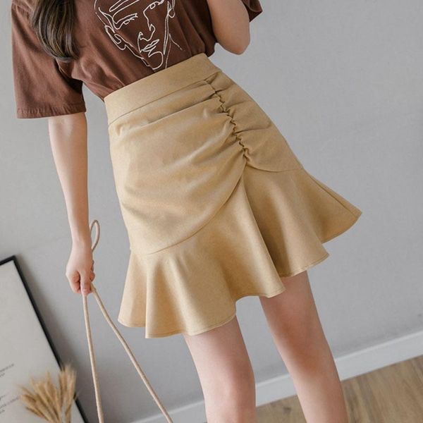 

skirts ljsxls ruffles skirt pencil mini zipper short 2021 summer slim black pleated woman womens clothing jupe femme