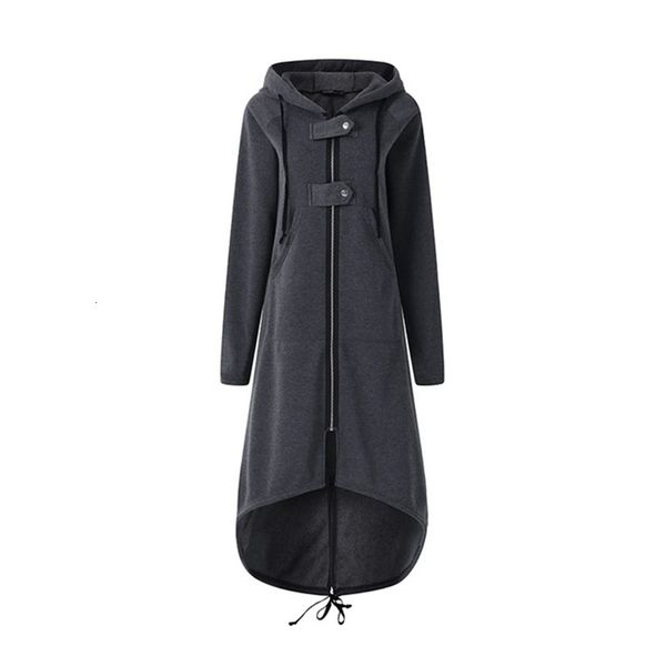 

hoodies Autumn winter asymmetric hood with button long female sweater, Black