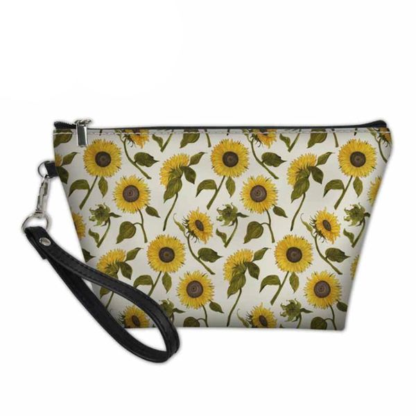

cosmetic cases women sunflower printing makeup bags ladies function wash kit bag for females travel make up pouch &