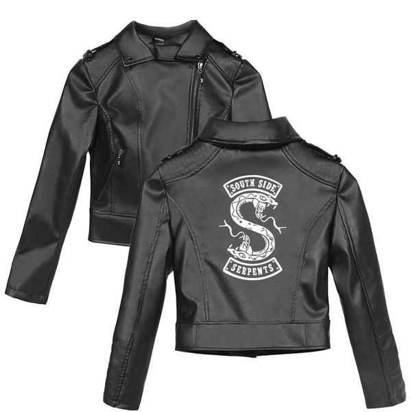 

jacket women's leather double headed snake pu around riverdale town, Black;brown