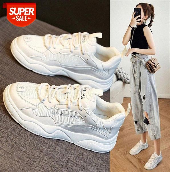 

white shoes, early women's breathable, sports daddy, sneakers #y58n