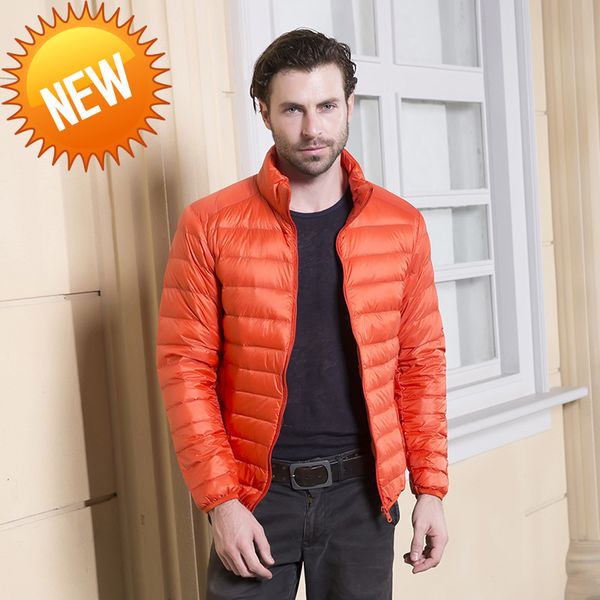 

winter men puffer jacket ultra light down windbreaker feather man lightweight portable warm coat, Black