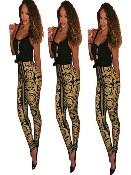 

women's leggings summer european and american leisure sports digital printing plus size clothing, Black